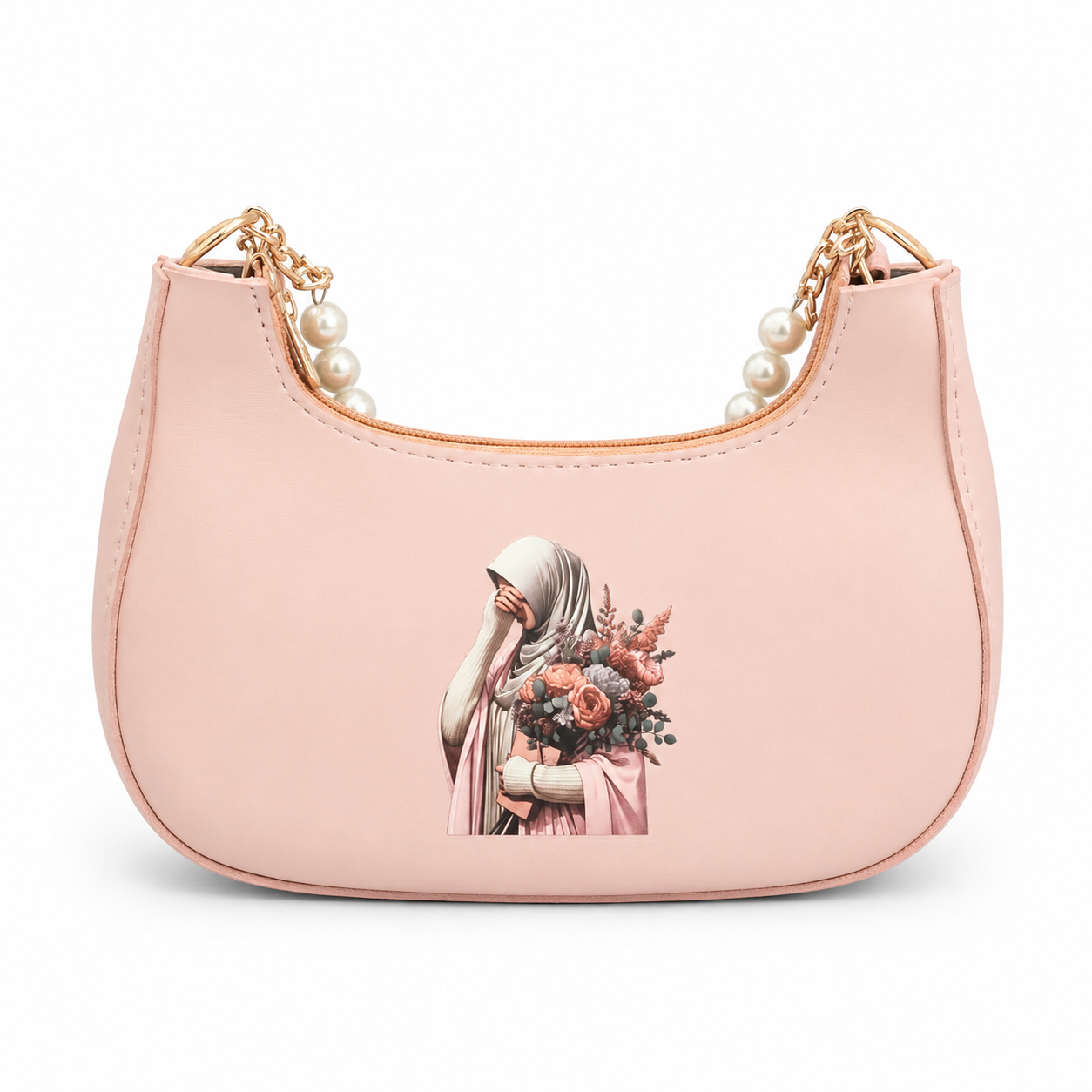 Elegant Pearl Pink Shoulder Bag for Women – Luxury Mini Handbag with Gold Chain