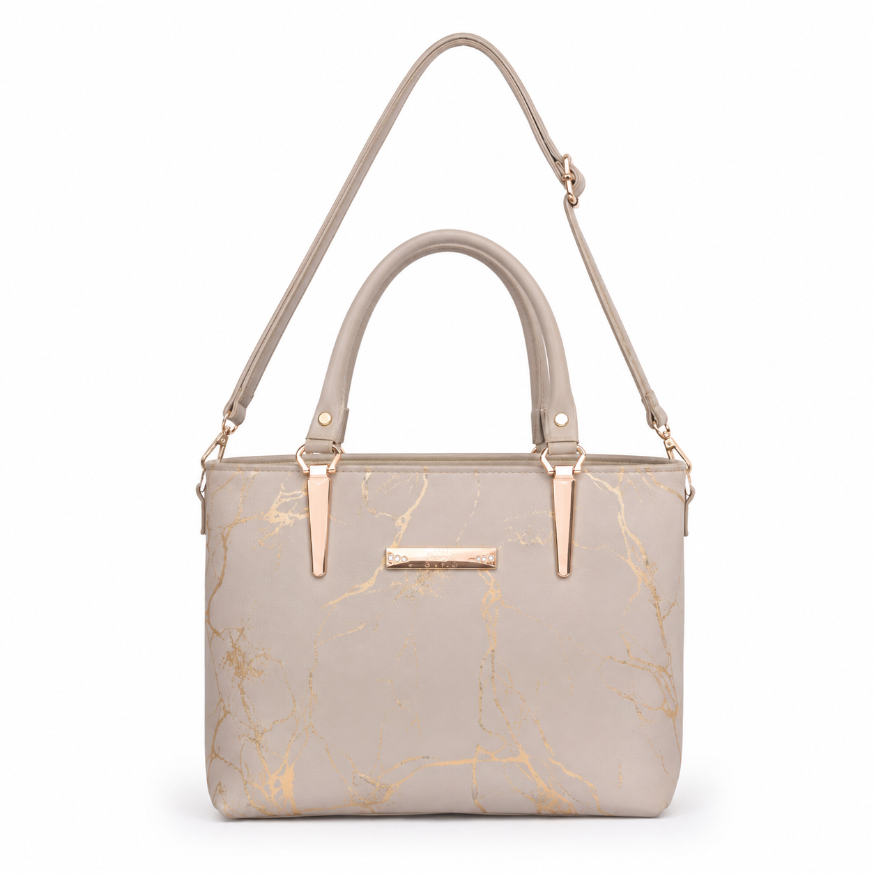 Luxury White Marble Print Handbag for Women – Elegant Designer Style Tote Bag
