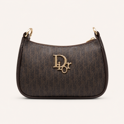 Luxury Brown Monogram Shoulder Bag for Women | Elegant Chain Strap Handbag