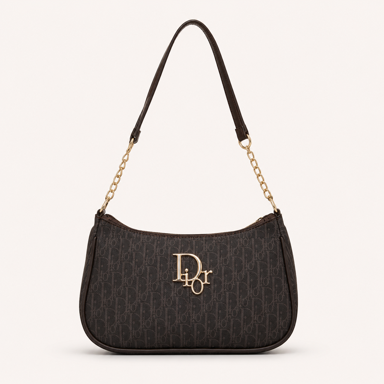 Luxury Brown Monogram Shoulder Bag for Women | Elegant Chain Strap Handbag