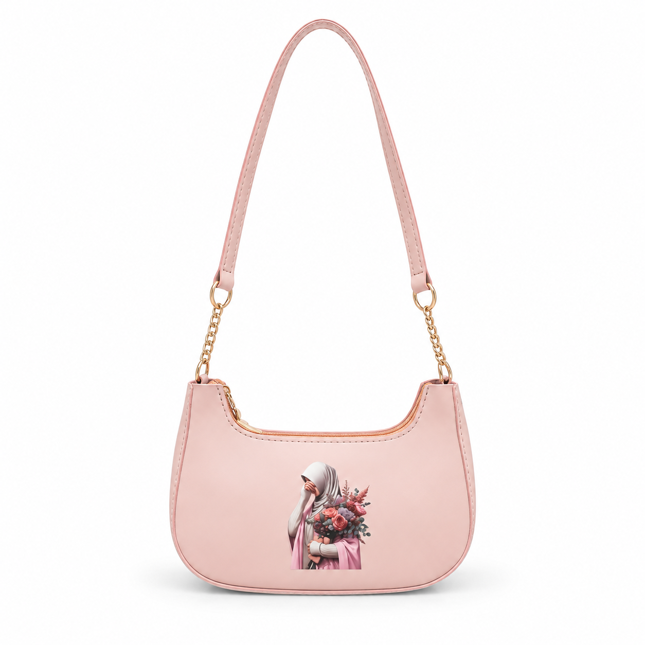 Elegant Pearl Pink Shoulder Bag for Women – Luxury Mini Handbag with Gold Chain