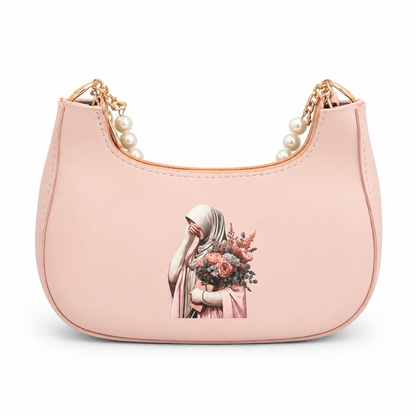 Elegant Pearl Pink Shoulder Bag for Women – Luxury Mini Handbag with Gold Chain