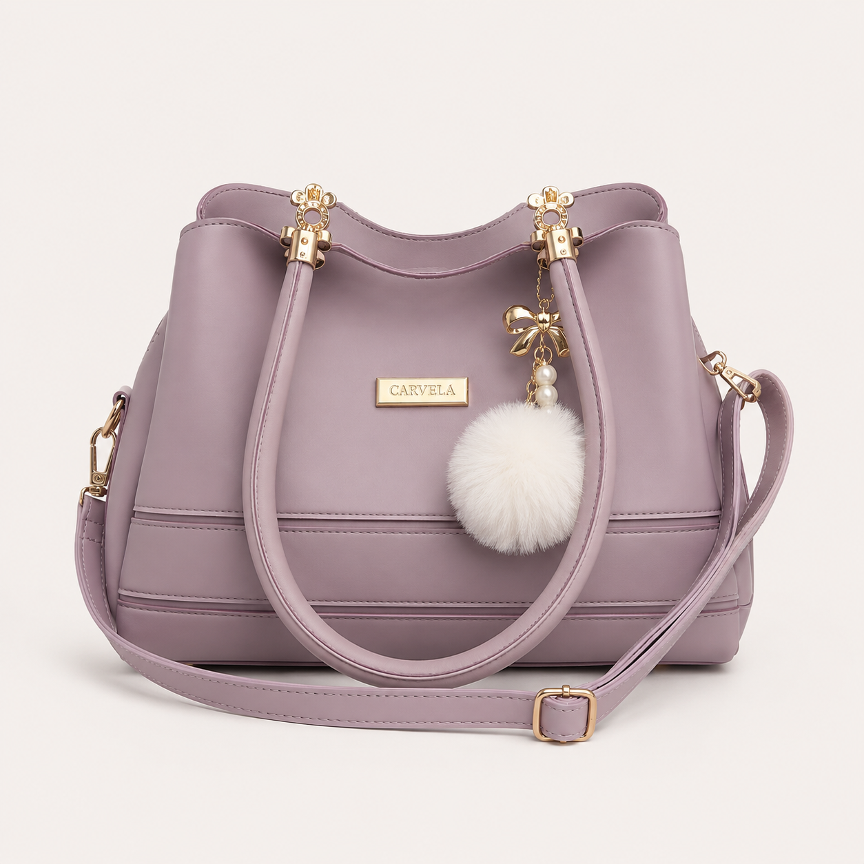 Luxury Lavender Tote Bag for Women | Elegant Shoulder Handbag with Pearl Charm