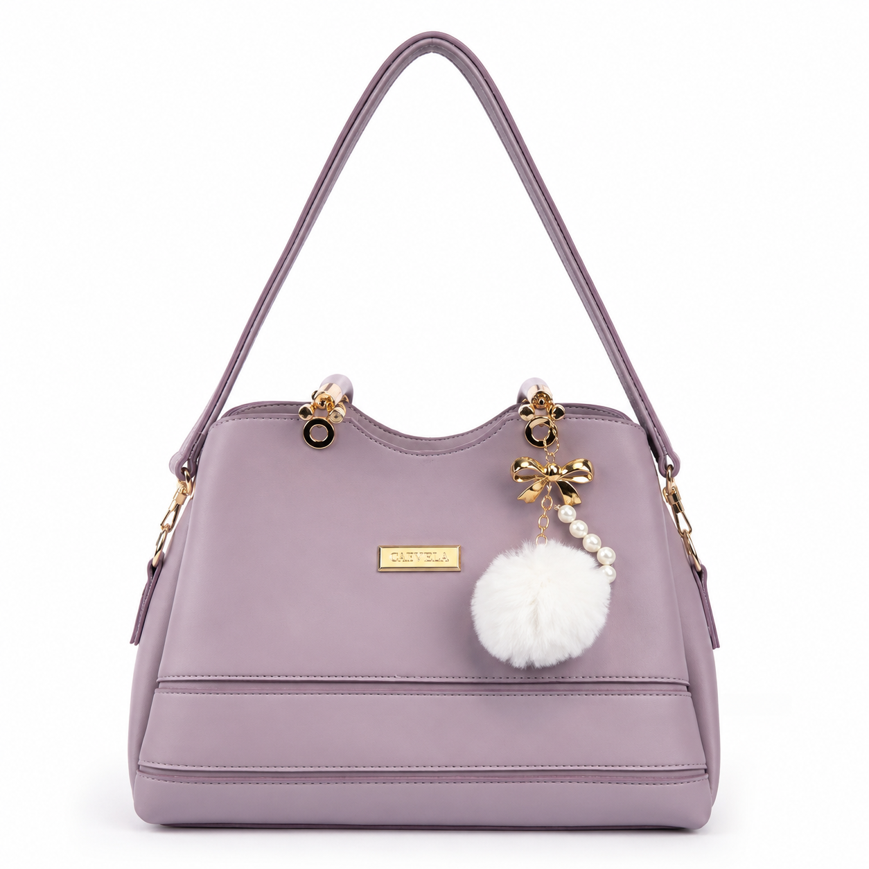 Luxury Lavender Tote Bag for Women | Elegant Shoulder Handbag with Pearl Charm