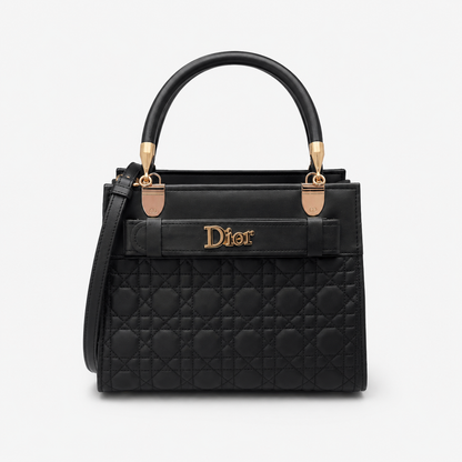 Luxury Black Quilted Handbag for Women – Elegant Designer Style Tote Bag with Shoulder Strap