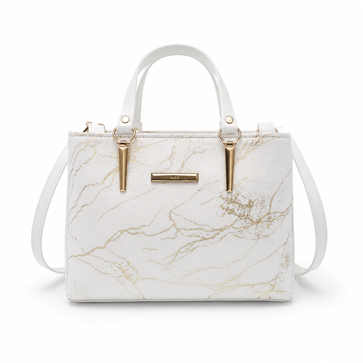 Luxury White Marble Print Handbag for Women – Elegant Designer Style Tote Bag