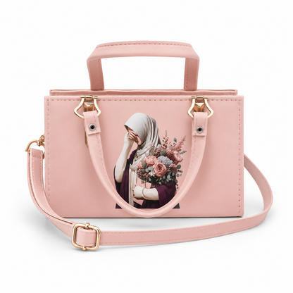 Elegant Blush Pink Printed Handbag for Women – Luxury Crossbody Tote Bag