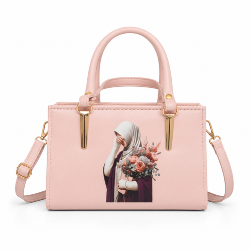 Elegant Blush Pink Printed Handbag for Women – Luxury Crossbody Tote Bag