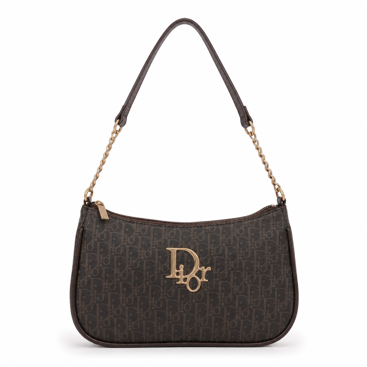 Luxury Brown Monogram Shoulder Bag for Women | Elegant Chain Strap Handbag