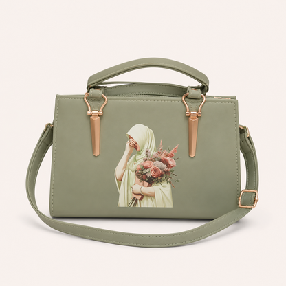 Elegant Blush Pink Printed Handbag for Women – Luxury Crossbody Tote Bag