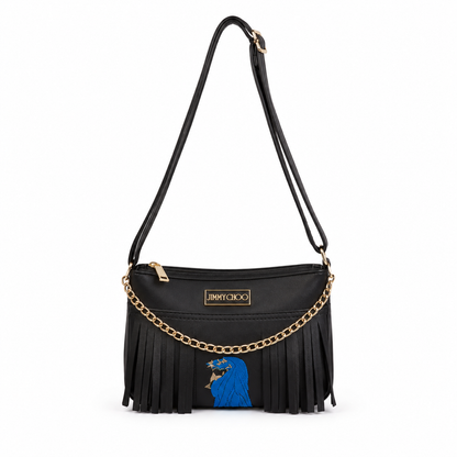 Stylish Lavender Fringe Shoulder Bag for Women | Trendy Crossbody Purse with Chain Detail