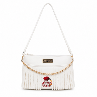 Stylish Lavender Fringe Shoulder Bag for Women | Trendy Crossbody Purse with Chain Detail