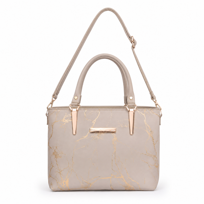 Luxury White Marble Print Handbag for Women – Elegant Designer Style Tote Bag