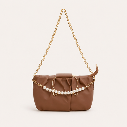Pearl Luxe White Clutch Bag – Elegant Party & Wedding Shoulder Handbag