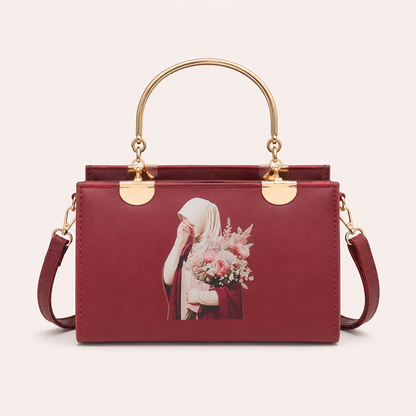 Elegant Sky Blue Floral Lady Print Handbag for Women | Premium Shoulder & Tote Bag