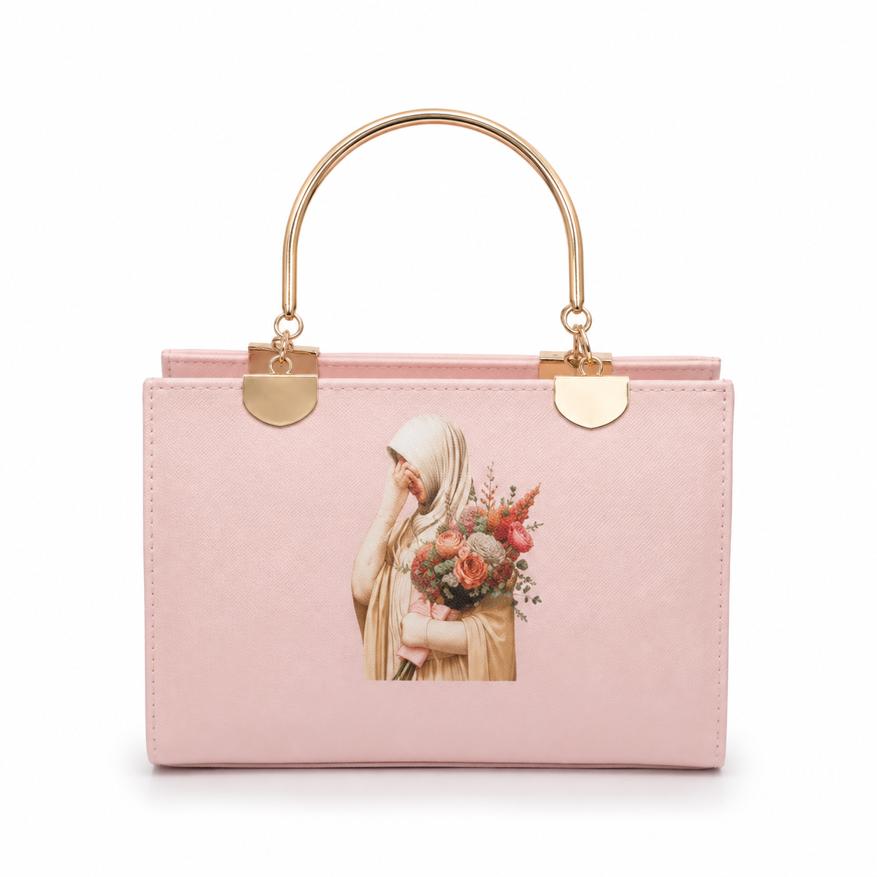 Elegant Sky Blue Floral Lady Print Handbag for Women | Premium Shoulder & Tote Bag