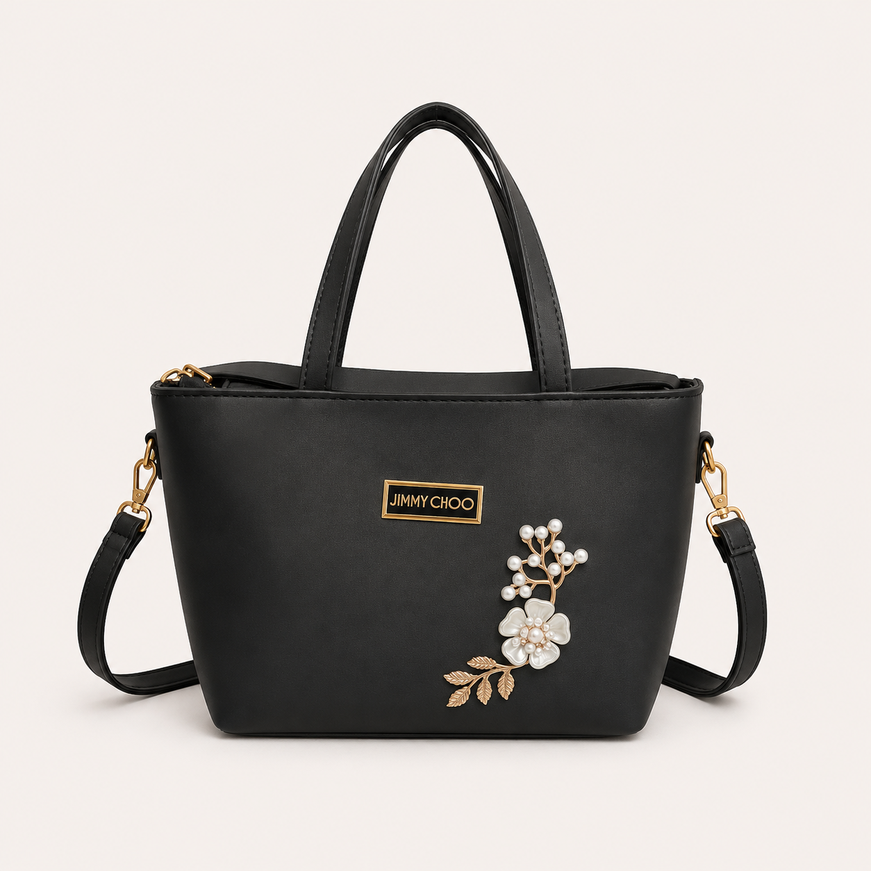 Elegant Mauve Mini Tote Bag with Pearl Floral Design for Women