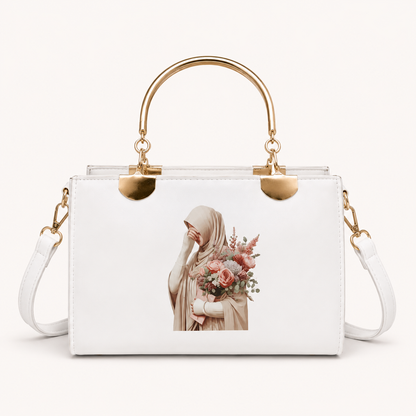 Elegant Sky Blue Floral Lady Print Handbag for Women | Premium Shoulder & Tote Bag